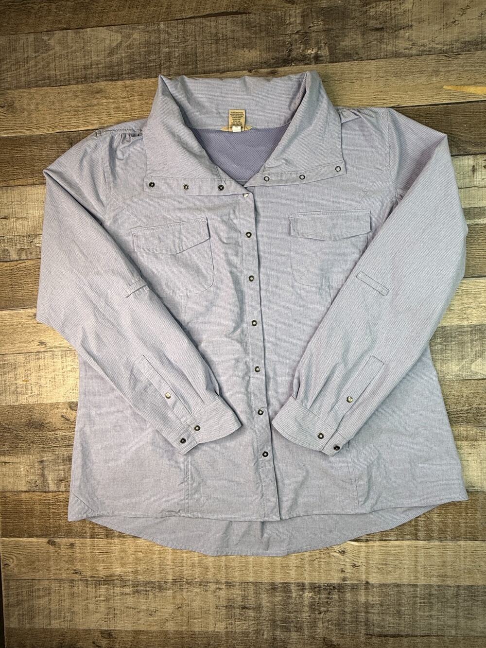 Duluth Trading Jacket Womens 2XL Blue Sol Survivor Shirt Jac Vented UPF 50